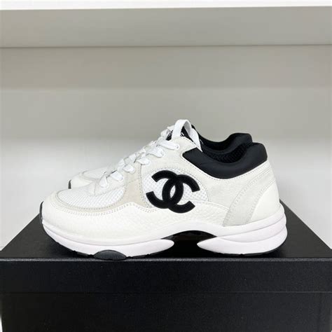 chanel trainers black and white